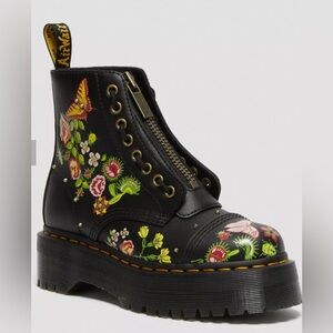 DR. MARTENS SINCLAIR FLORAL BLOOM LEATHER PLATFORM BOOTS